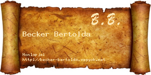 Becker Bertolda névjegykártya